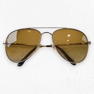 80s Vintage Pierre Cardin Aviator Sunglasses Gold Brown Designer Eyewear w/ Case